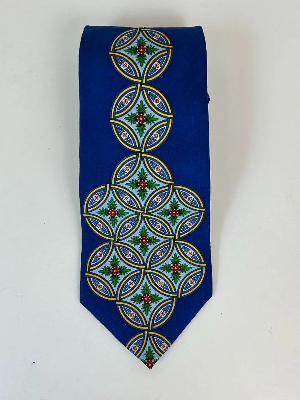 Vintage 90's Rush Limbaugh No Boundaries Collection Tie Blue Silk Geometric
